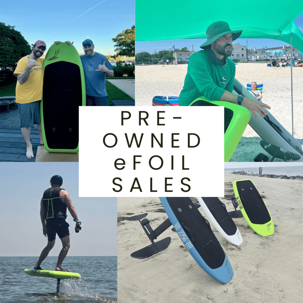 Pre-owned eFoil Sales from Green Wave Watersports at Buckroe Beach in Hampton, VA.