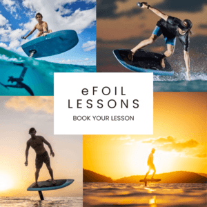 eFoil riders collage promoting booking lessons