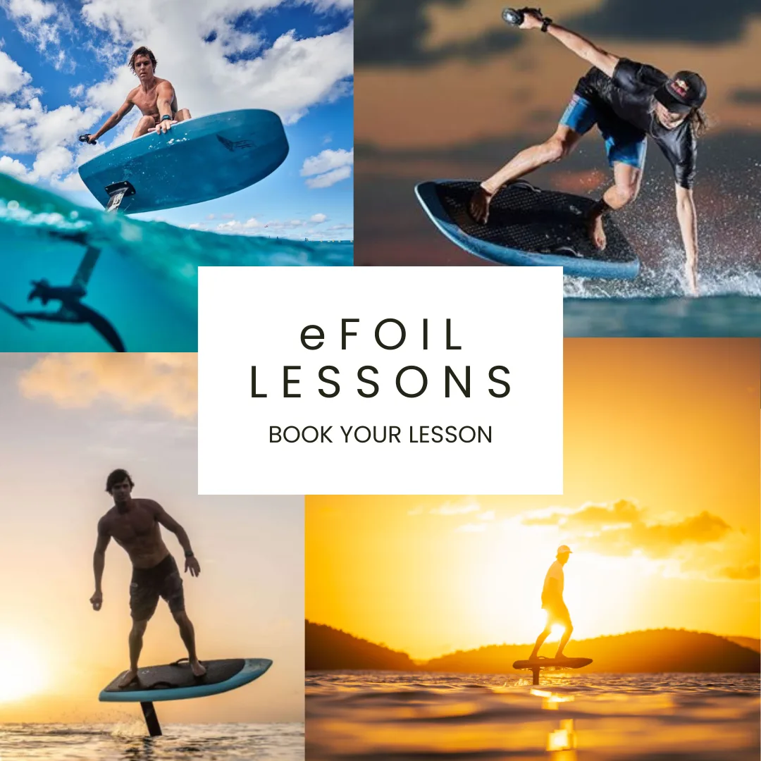 eFoil riders collage promoting booking lessons